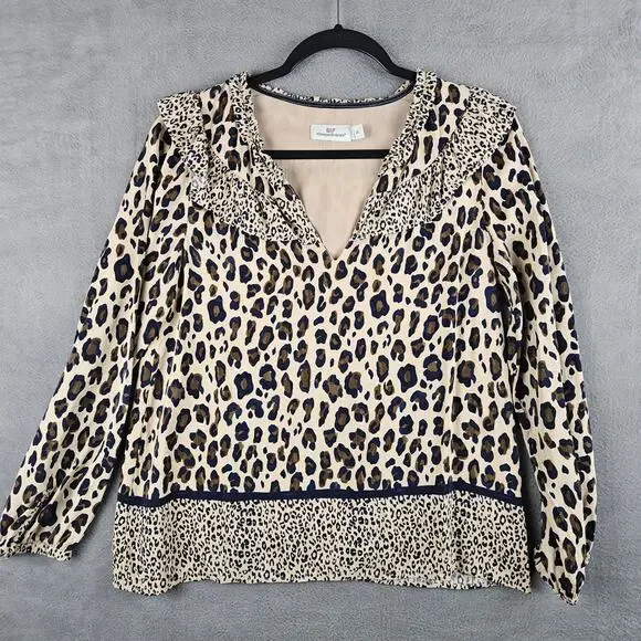 Vineyard Vines Cheetah Borderline Blouse Size XS - Picture 1 of 8